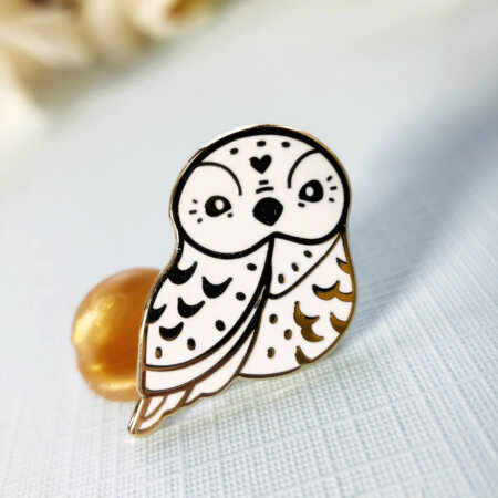 Miniature Polar owl enamel pin by Evy Benita