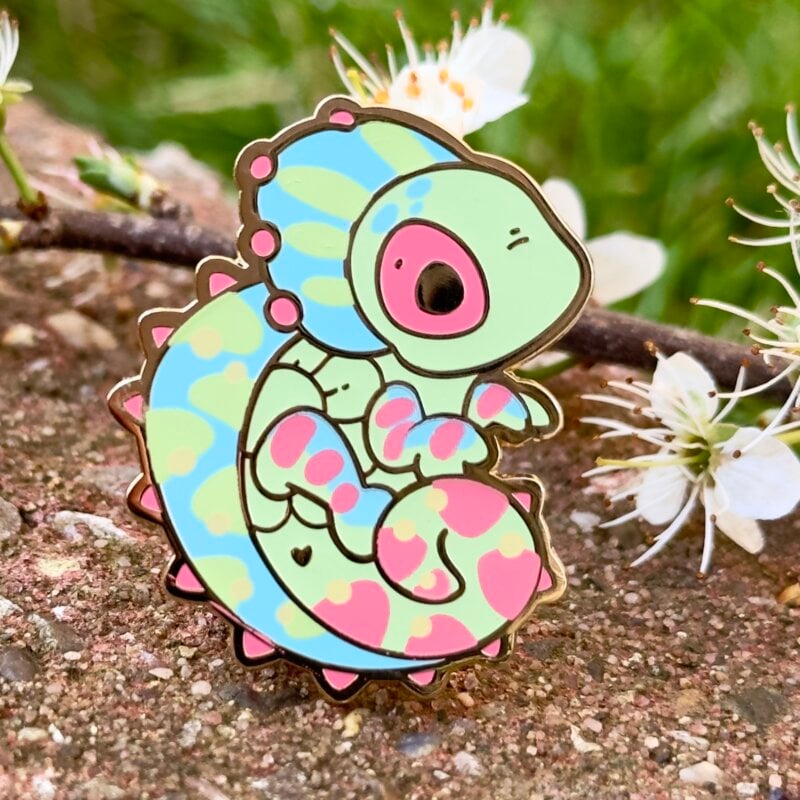 Panther Chameleon Enamel Pin
